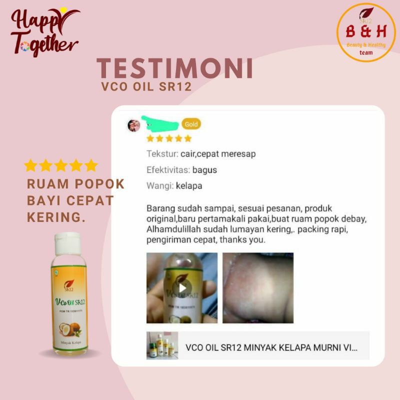 VCO SR12 Untuk Ruam Popok / Minyak Bayi / Biang Keringat / Minyak Kelapa Untuk Bayi / Obat Eksim Bruntusan Dermatitis Kulit Berkerak Bayi Anak