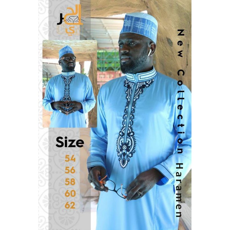Gamis Daffah Haramain Mesir - Jubah pria Bordir D2