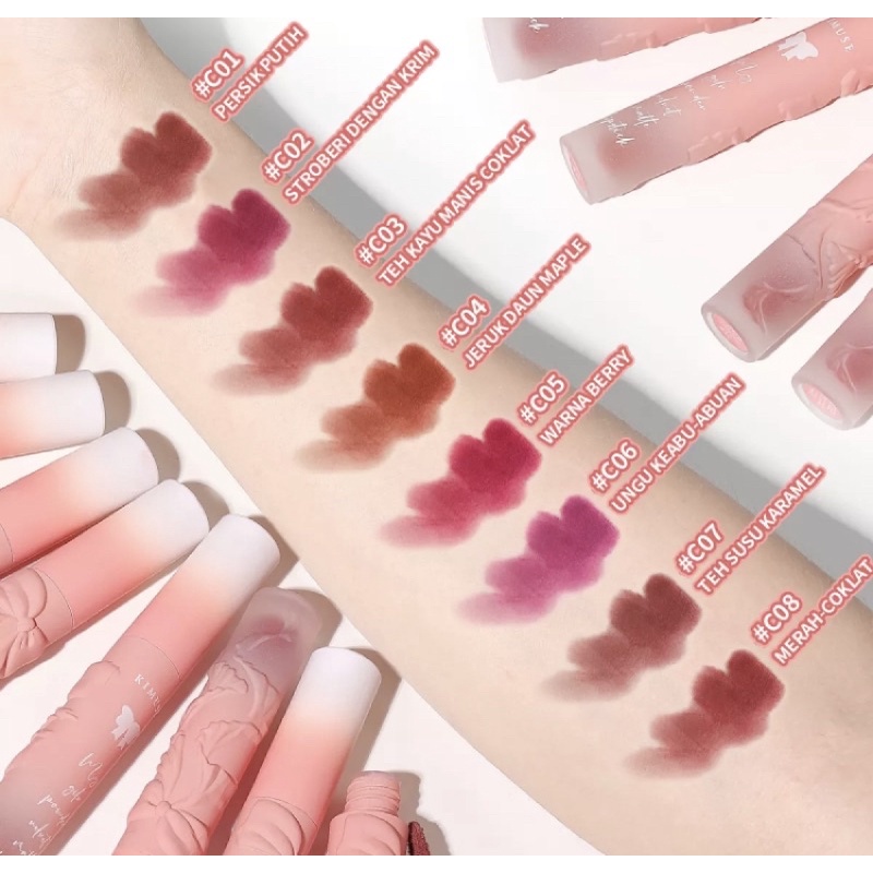 (READY&amp;ORI) Kimuse Bowknot Matte Lipstick Clay Lipcream Lipstick KS813