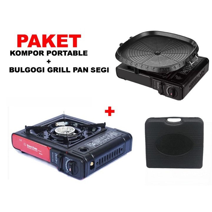 PAKET KOMPOR PORTABLE BBQ BULGOGI GRILL PAN SEGI 32 CM