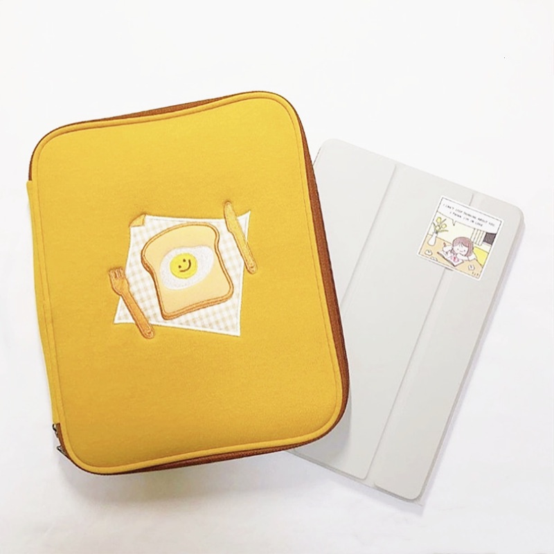 Sleeve Pouch Sarung Tas Bag Case Ipad Tab Tablet Macbook Air Pro Laptop Asus Acer Lenovo HP Huawei 11 12 13 14 15 inch Motif Gambar Egg Bird Burung Woodpecker Flakes Warna Kuning Biru Navy Lucu Cute Murah Korean Model Banyak Slot Ruang Stationary