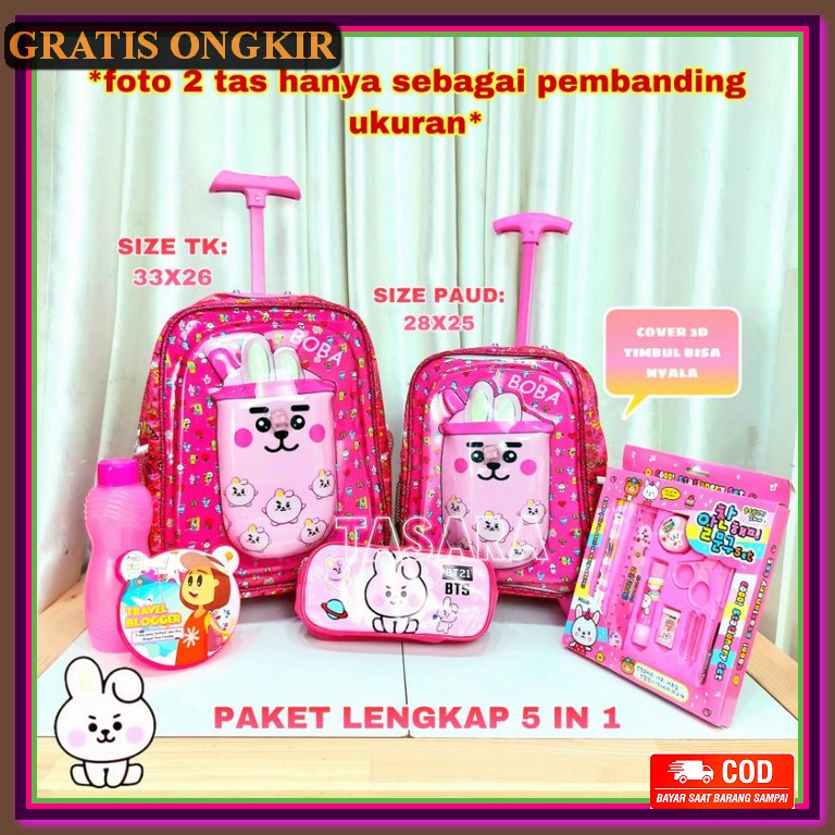 Xx Fd84 ₫Т Tas Troli Anak Perempuan Sd Smp 6 Roda / Tas Roda Anak/ Tas Tas Troli Bts Boba / Tas Trol