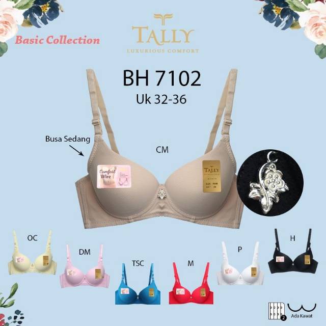 BH BRA 7102 TALLY BAHAN KATUN PREMIUM DAILY COMFORT BRA BASIC COLLECTION | TALLY BRA BH 7102 I BUSA SEDANG I CUP B KECIL | ADA KAWAT I SIZE 32-36 - ARA98STORE