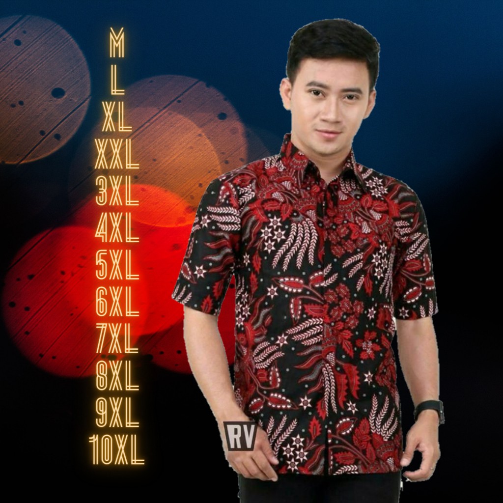 Baju Batik Pria Jumbo Big Size  ukuran M/10XL Baju Batik Pria Lengan Jumbo Pendek  Berkualitas