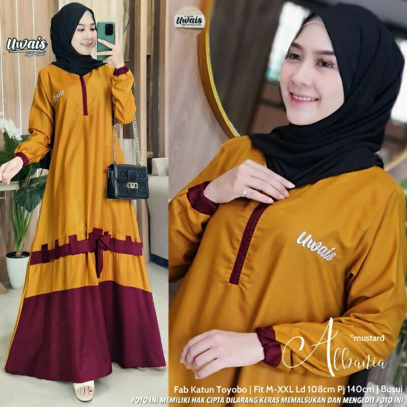 ALBANIA DRESS / ORI UWAIS / BAHAN KATUN TOYOBO