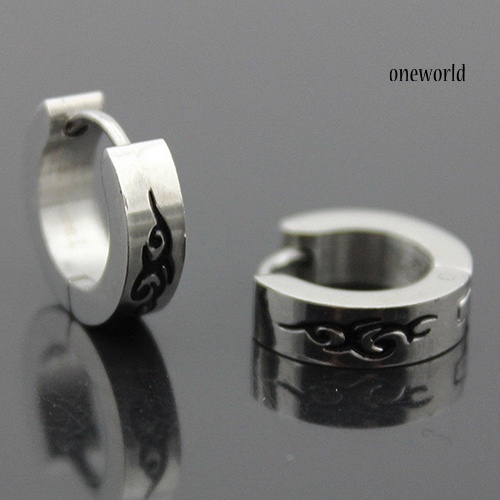 OW@ Men Women Fashion Punk Gothic Stainless Steel Hoop Stud Earrings Jewelry