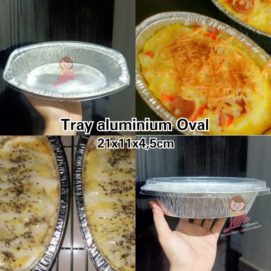 (OX8550 ALAS SAJA) Tray nasi panggang Oval 1000ml - Wadah aluminium - Tray aluminium cup panggang