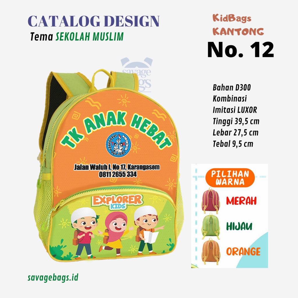 

Tas Anak Custom - Tas Anak PAUD/TK Tema Sekolah Muslim 12 [KidBags Kantong] - 1 HARI JADI