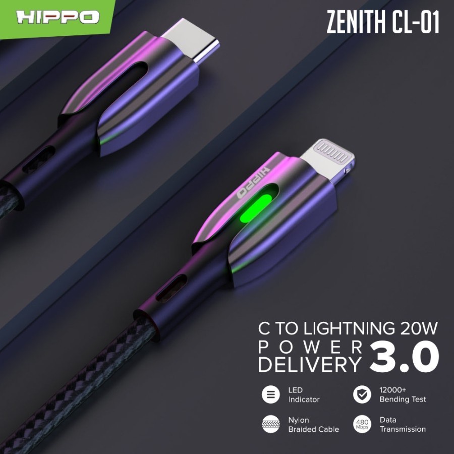 Hippo Zenith CL-01 Kabel PD USB Type C to Lightning With PD INDICATOR