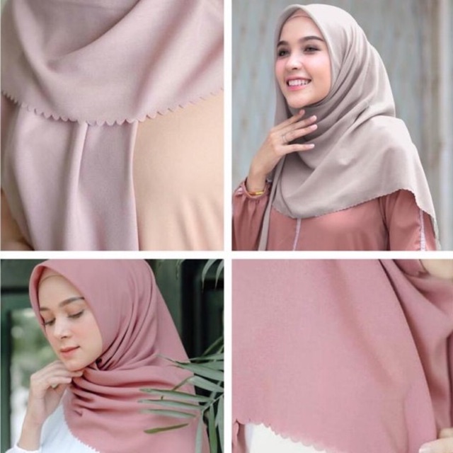 Jilbab segiempat bella square lasercut / hijab bella square polos pollycotton-4