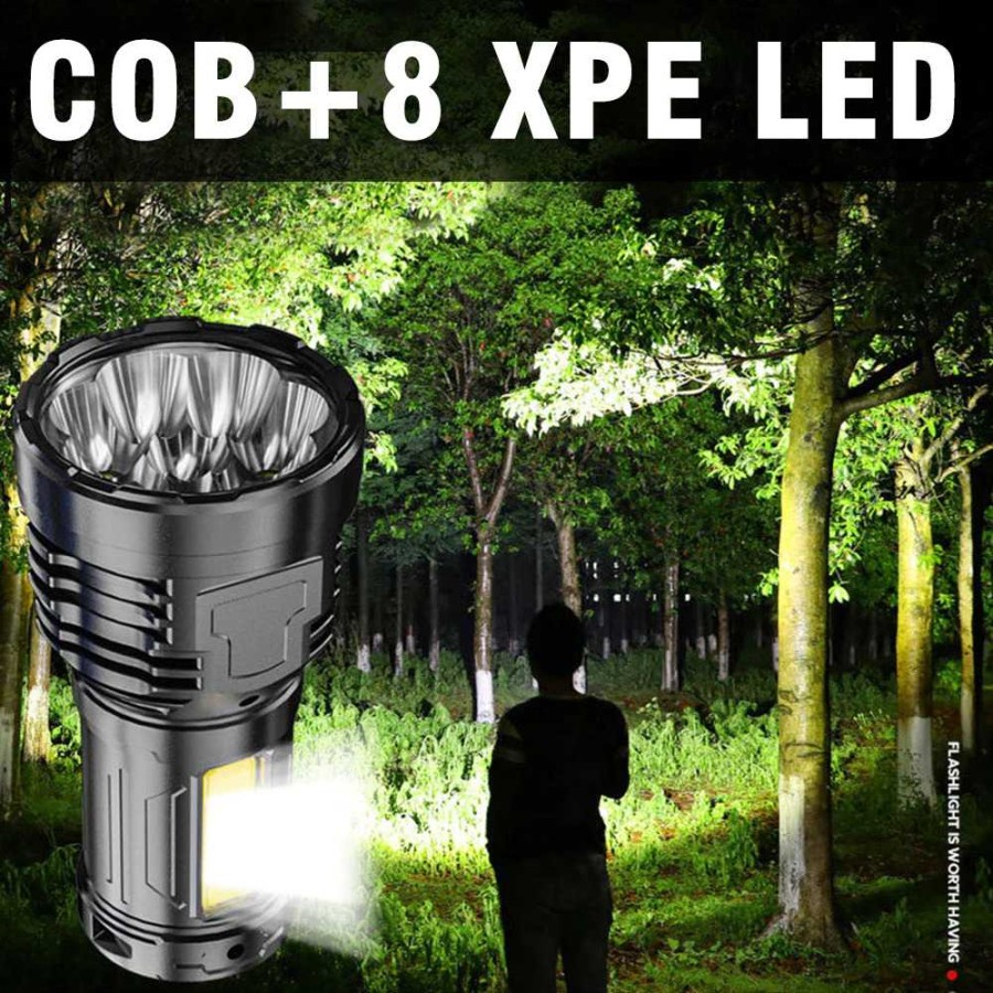 COD SENTER LED FLASHLIGHT WATERPROOF USB RECHARGEABLE XPE+COB S11 CAHAYA PUTIH / SENTER TANGAN MULTIFUNCTIONAL FLASHLIGHT S11 8 LED + WHITE COB