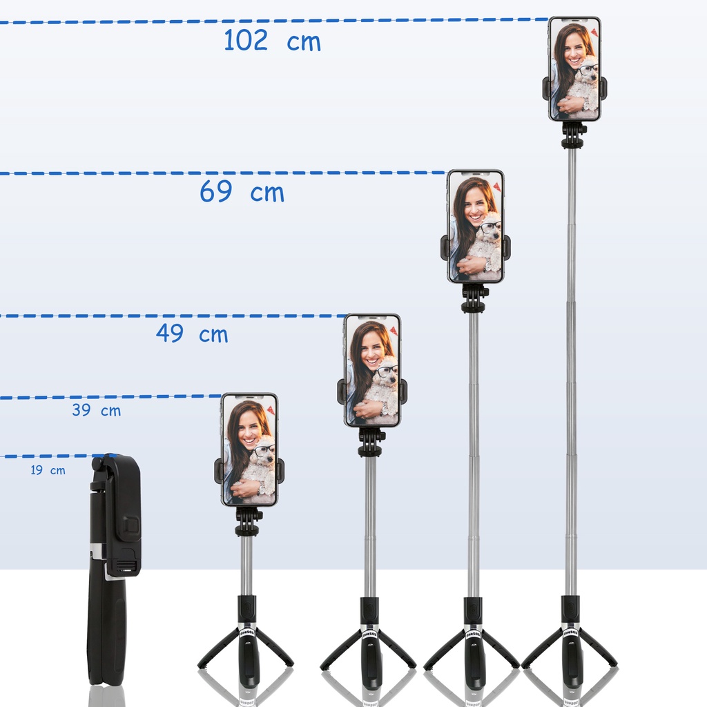 MallCasing - OneSOS Selfie Stick Tongsis Tripod Holder 4 in 1 with Wireless Remote Smartphone Bluetooth Shutter - L02