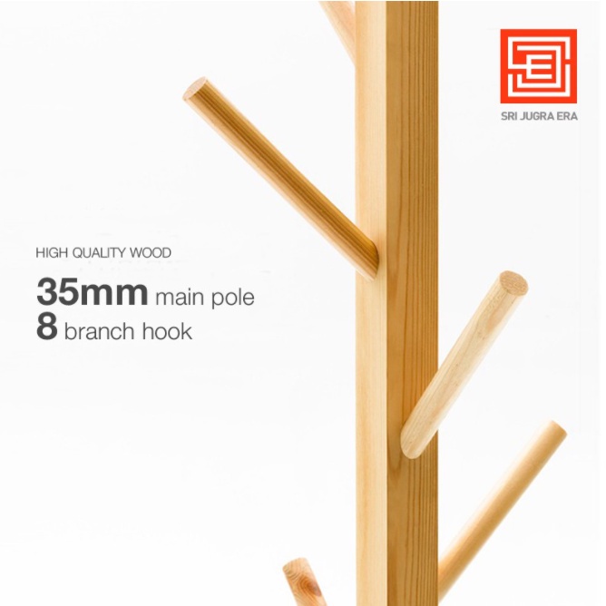 Stand Hanger Kayu Rak Gantung Baju Gantungan Tas Gantungan Topi Tiang Stand Hanger Multifungsi