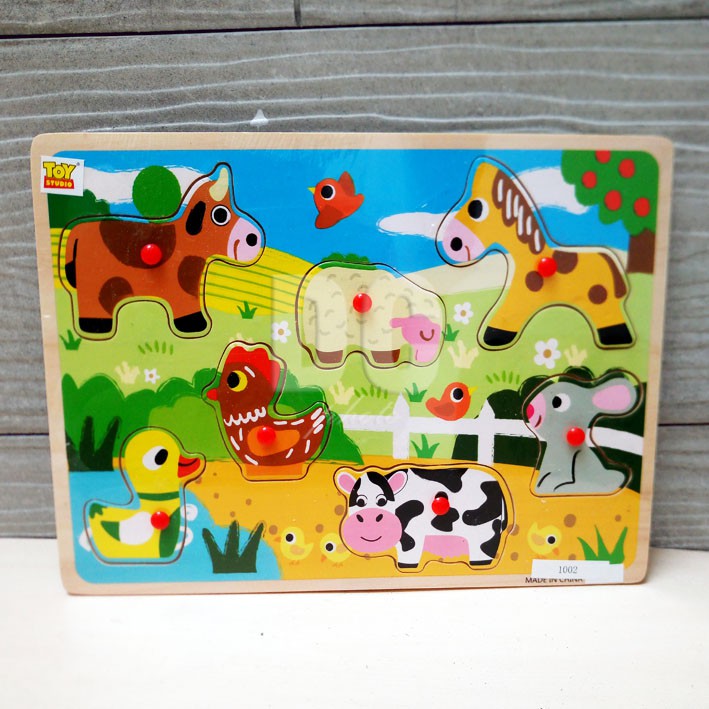 Animal Puzzle Kayu BESAR Mainan Edukasi Jigsaw Wooden Binatang Hewan