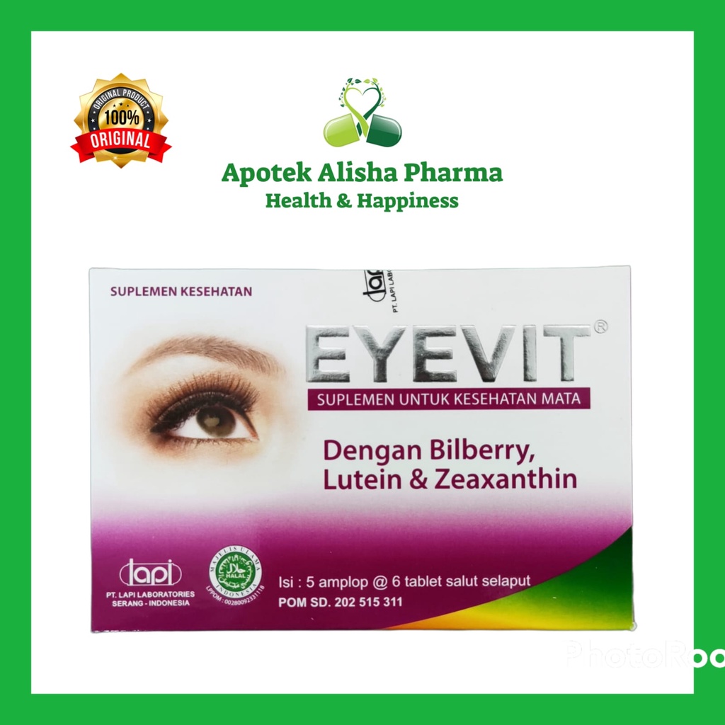 Eyevit Tablet (Strip 6tablet) Suplemen/Vitamin Mata/Ketajaman Penglihatan/Mata Minus/Lelah/Eyefit/Eyepit Tablet