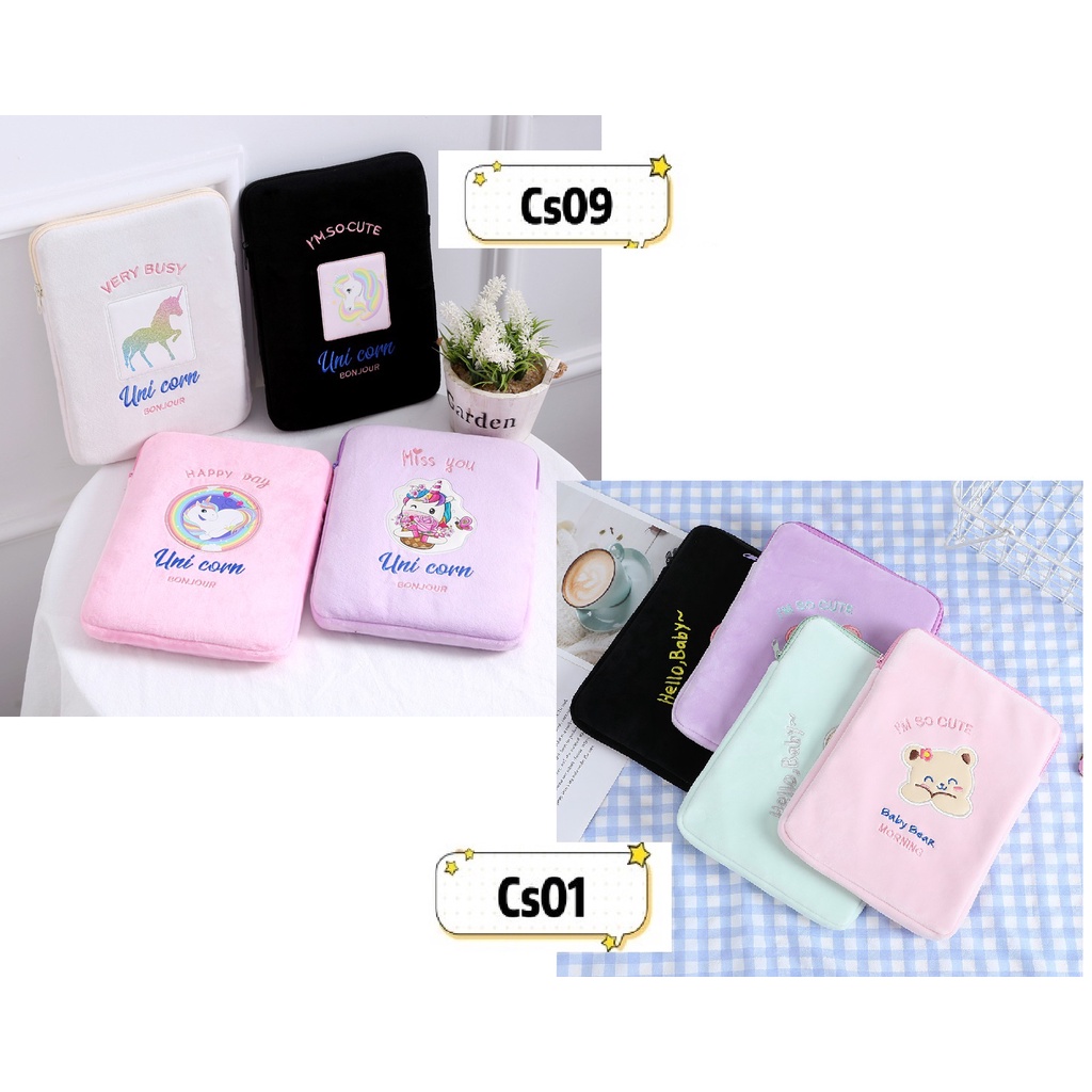 sarung tas ipad bear korea style unicorn tablet bag case ipad 11 / 7 / laptop CS01 CS03 CS04 CS05 milkjoy Cute bear Candy bear sleeve ipad