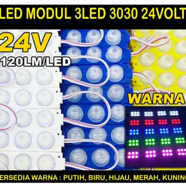 Lampu LED modul Lensa 3 Mata Besar 3watt 24V Kolong Truck truk