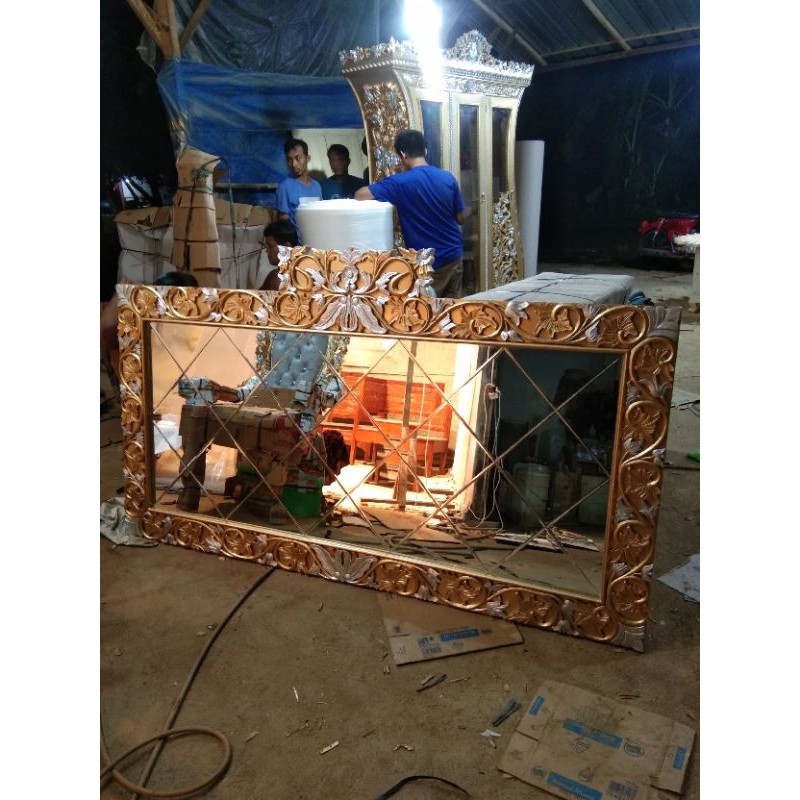 frame kaca bevel ukir/figura cermin/frame kaca sambung