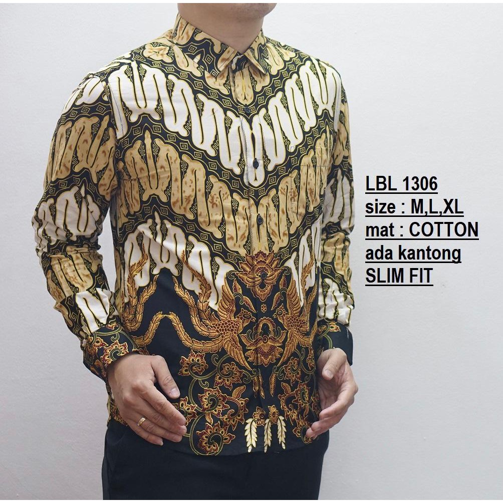 KEMEJA PRIA BATIK LENGAN PANJANG HEM BAHAN KATUN HALUS 40S LBL 1371 MEWAH PREMIUM BAJU ELEGANT SIZE M L XL SKU MS PENDEK JAKARTA PLATINUM