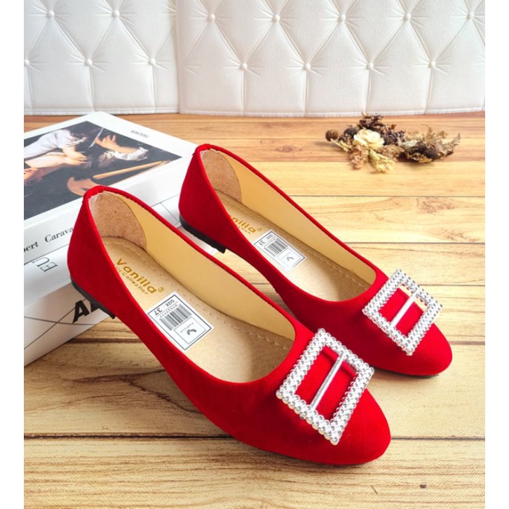 ABBUSHOES Bm 89 Flatshoes Wanita Cantik Bahan Suede Murah Berkualitas