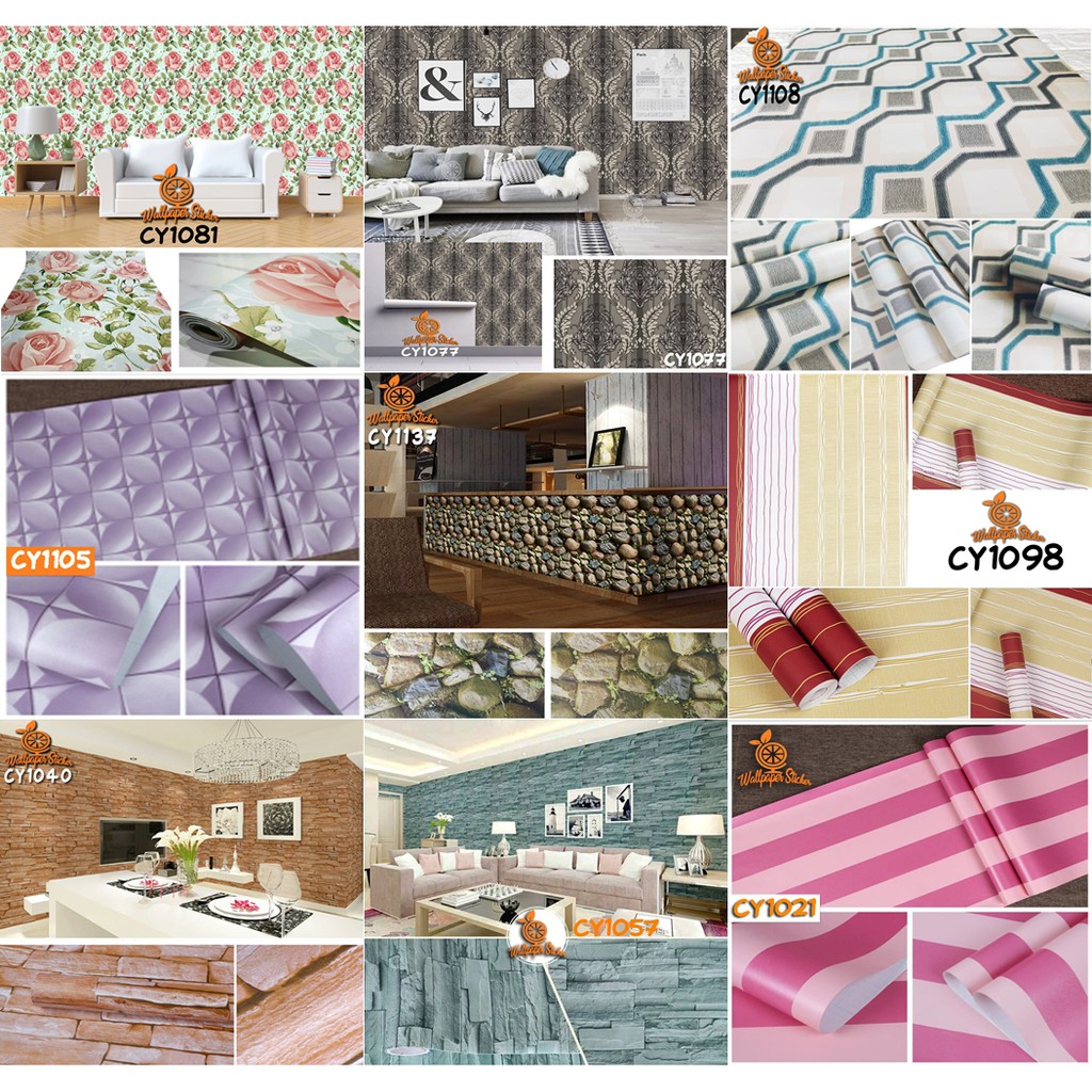 [ BISA COD ]    Wallpaper Dinding Sticker Premium Size 45cm x 10meter Sesuai Kode CY