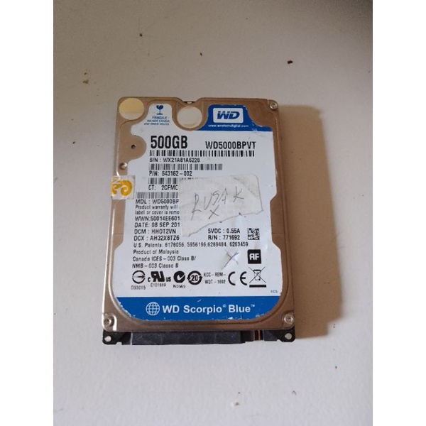 Harddisk WD 500GB rusak ukuran 2.5