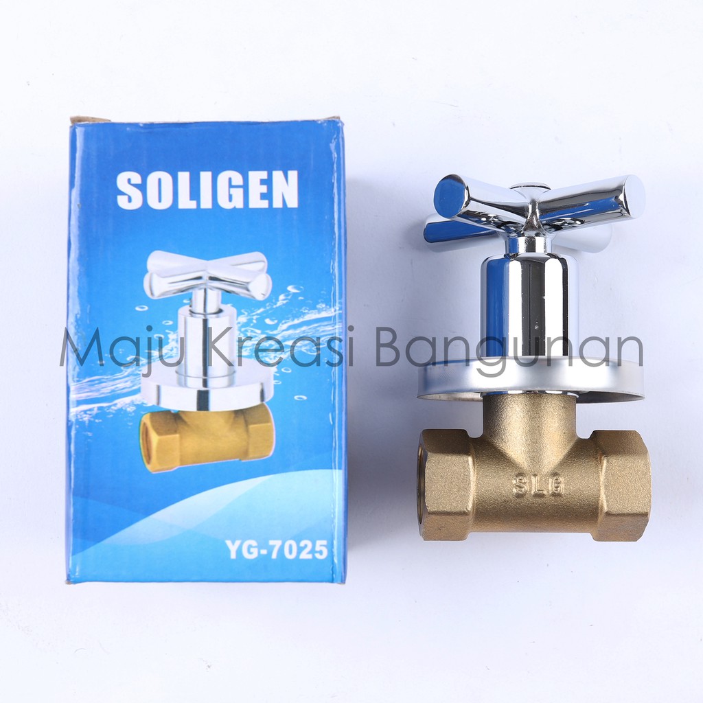 Stop Kran Tanam Kuningan SOLIGEN YG 7025 Shower Tembok Keran Air 1/2&quot; Inch Inci 1/2Inch 1/2Inci