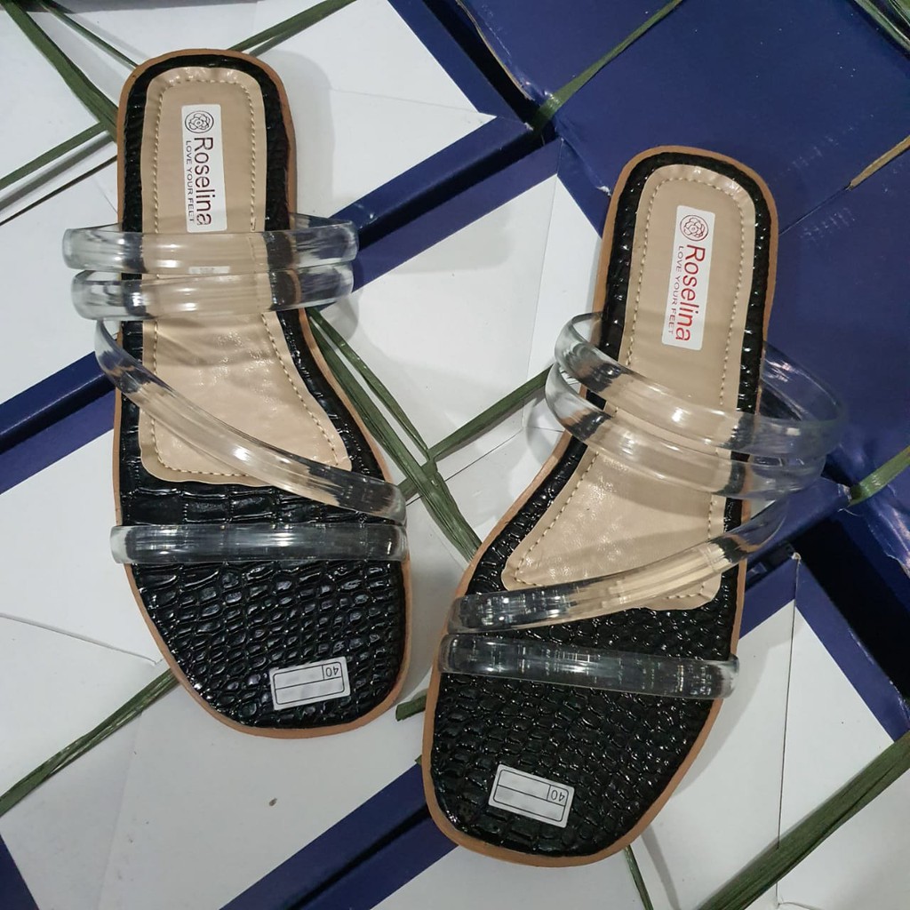 sandal wanita teplek GABBY flat jelly bening