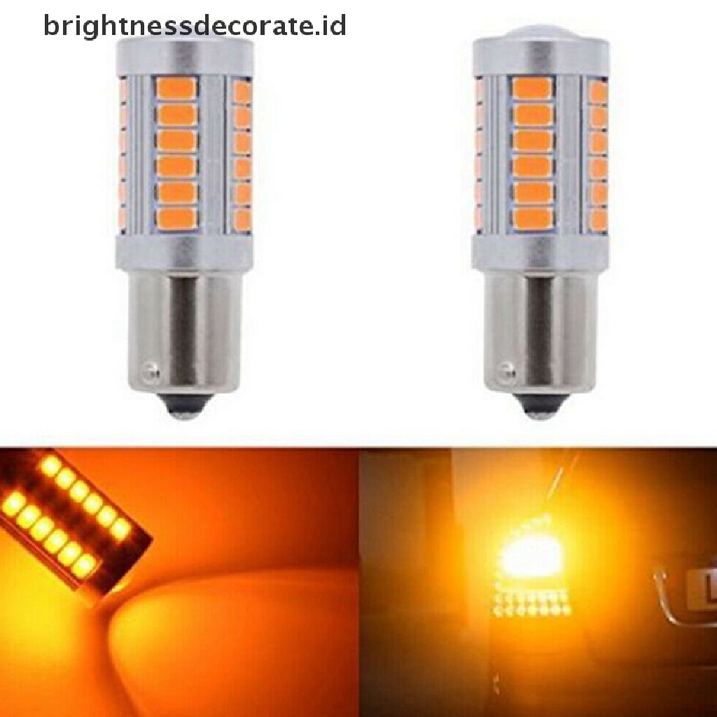 2pcs Lampu Led 1156 Ba15S P21W 33 Smd Super Terang Warna Kuning