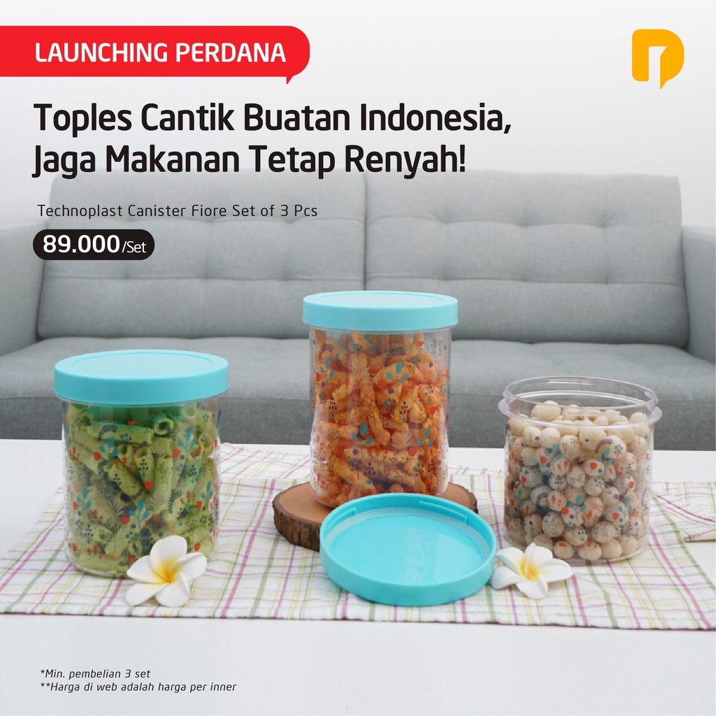 Toples plastik Kue Kering Bening Motif Cantik Unik Canister Fiore Set