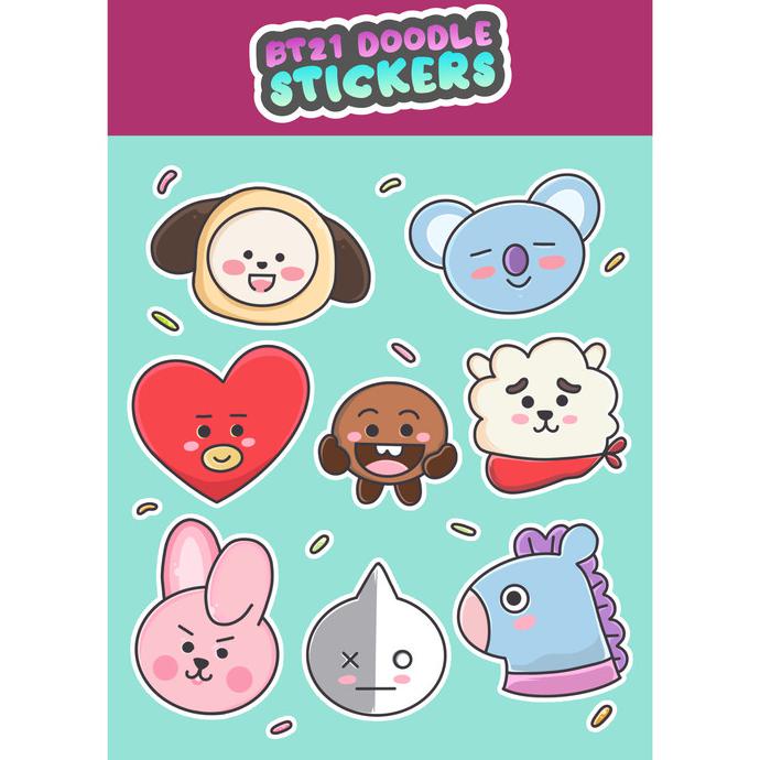 STICKER TUMBLR STIKER CASING UNTUK HP LAPTOP TEMPELAN CASE BELAKANG - BT21 DOODLE