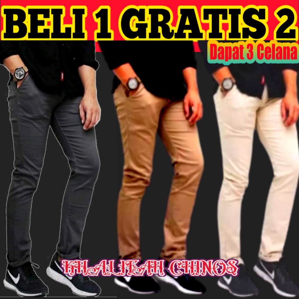 CELANA CINO PANJANG PRIA / CELANA PANJANG PRIA TERBARU / CELANA CHINO BELI 1 GRATIS 2 DAPAT 3 CELANA!!!!!!