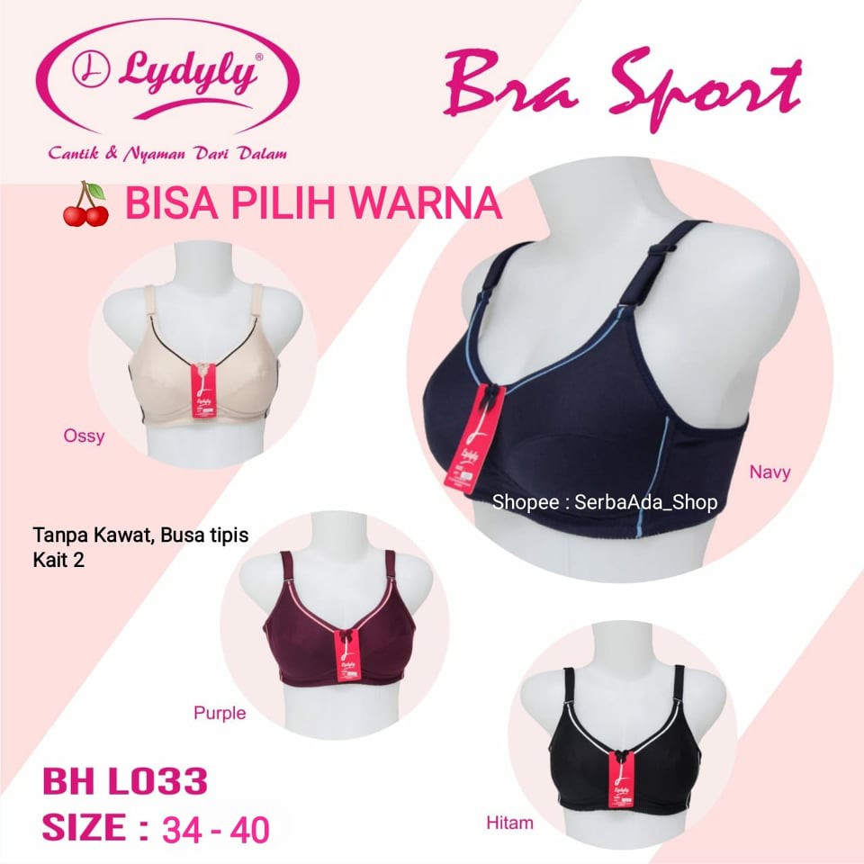 BH Katun Lydyly L033 Sport Bra Size 34-40 Tanpa Busa Tanpa Kawat