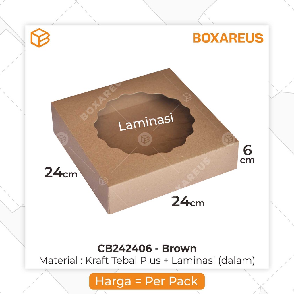 Cake Box Mini Cupcake Box Packaging Kotak Kue | CB242406 Brown (10pcs)