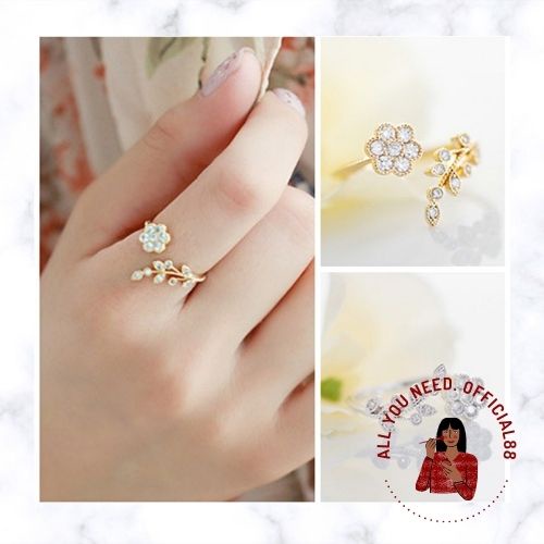 ✿AYN✿ Cincin BungaDaun FA44 Import Accsesories Wanita Gaya