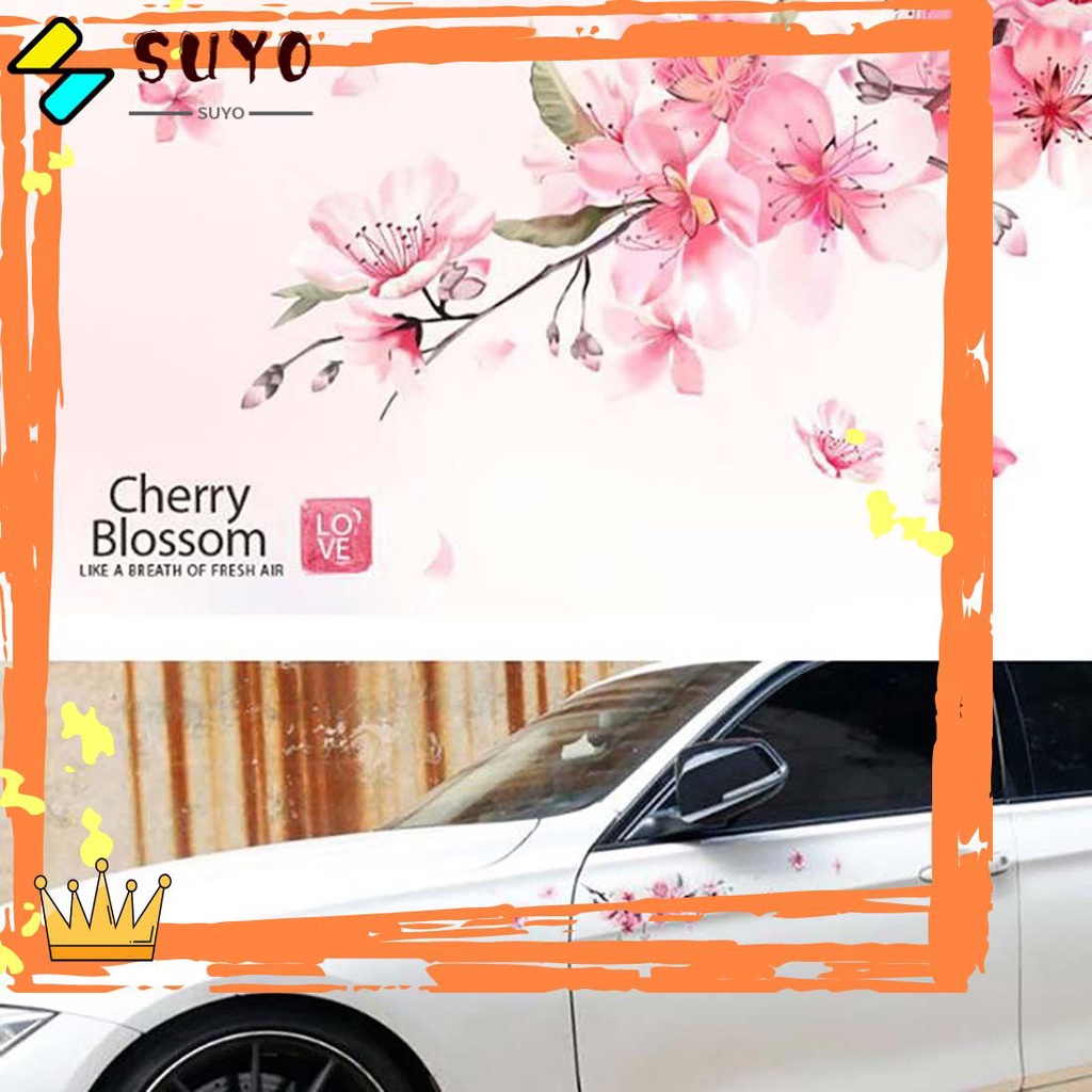 Suyou Stiker Motif Bunga Sakura Warna Pink Anti Air Untuk Tangki Bensin Motor