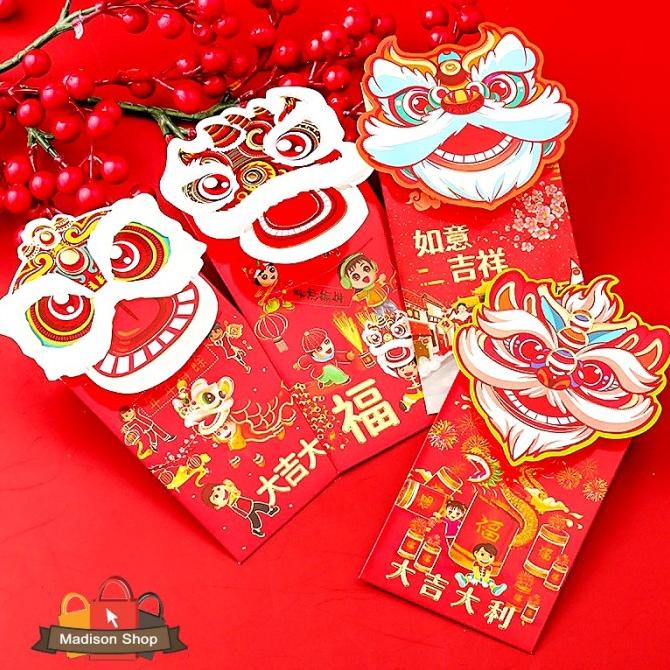 

HJX001 Angpao Netral Panjang isi 3 Barongsai Ampao Merah Barongsay