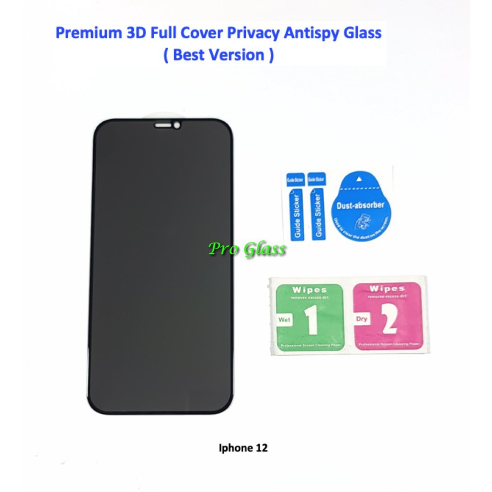 Iphone 12 / 12 MINI / 12 PRO /  12 PRO MAX 3D FULL Privacy Anti Spy Antispy Premium Tempered Glass