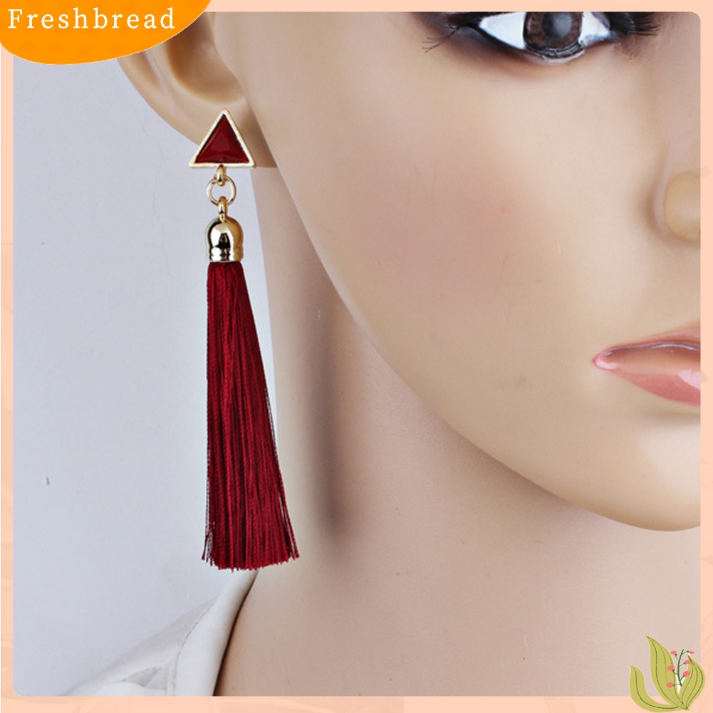 [TERLARIS]Bohemian Women Geometric Triangle Long Tassel Drop Earrings Piercing Jewelry