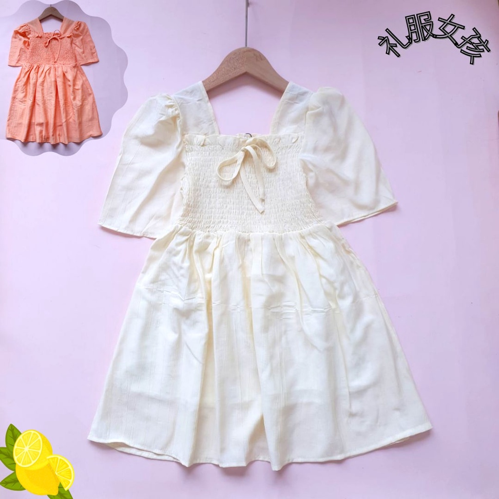 Promo !! Dress Anak Perempuan Lucu / Dress Kerut wrinkle plain 1-3th / Baju Anak Perempuan Simple