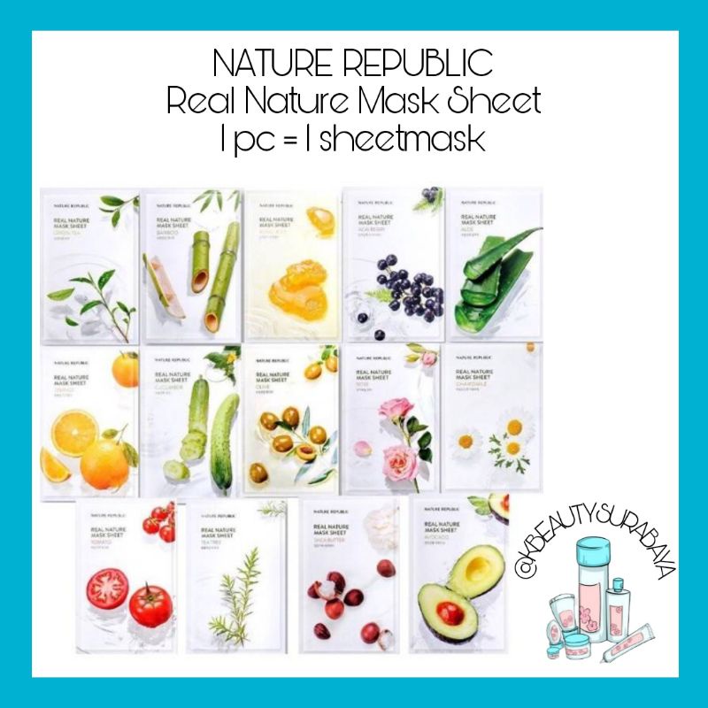 (BPOM) NATURE REPUBLIC Real Nature Mask Sheet ORIGINAL KOREA / Sheetmask Korea / NATREP Sheetmask