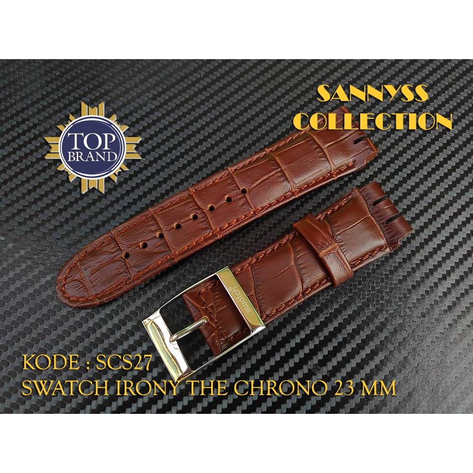 STRAP TALI JAM SWATCH IRONY THE CHRONO 23 MM KULIT COKLAT