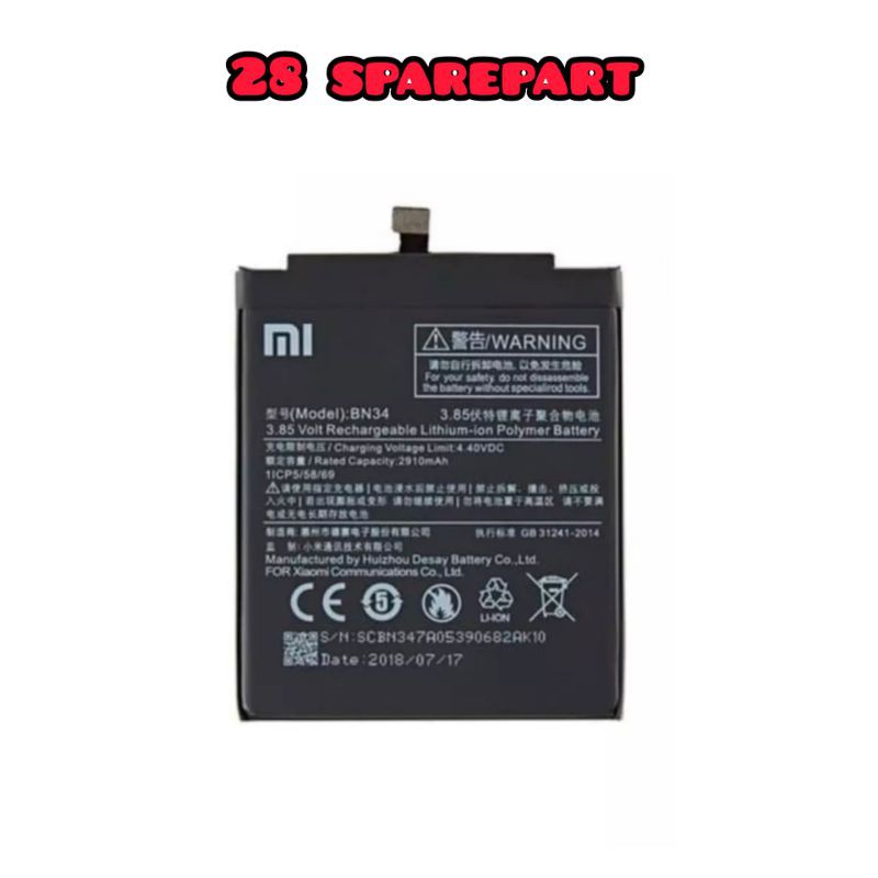 BATERAI/BATRE BN34 XIAOMI REDMI 5A ORIGINAL 100%