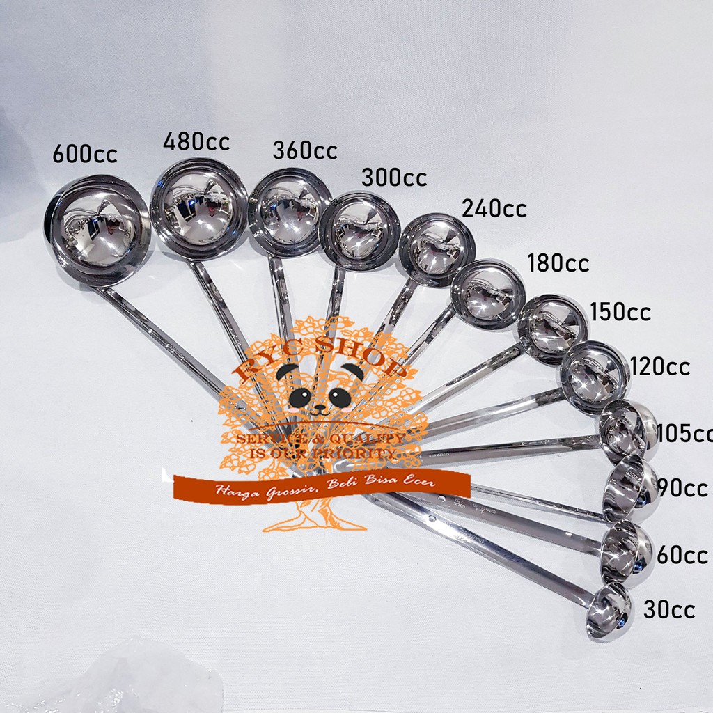 Irus Bakso Stainless 30-600 cc / Centong Bakso / Centong Sayur / Syrup Ladle Stainless Steel
