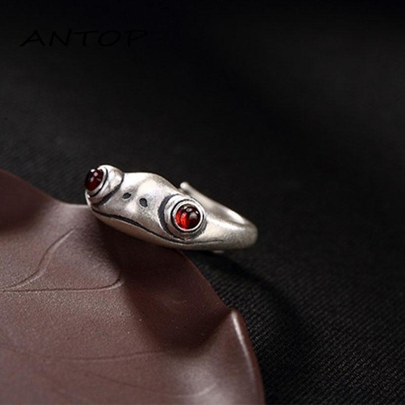 Cincin Model Terbuka Desain Katak Fortune Gaya Retro Untuk Priawanita