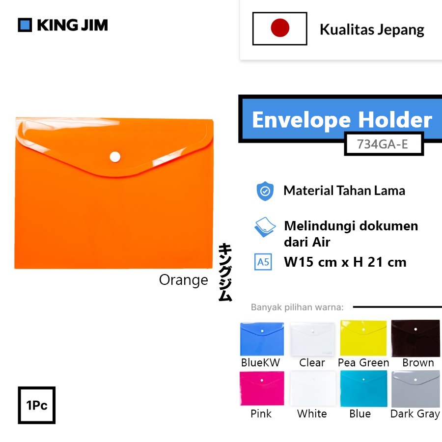 

Map Kancing Plastik Envelope Holder A5 King Jim 734GA-E