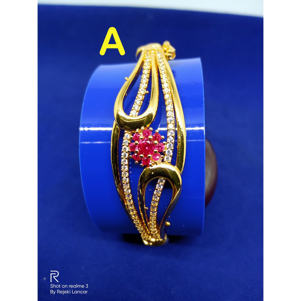 GELANG BANGKOK PERMATA ZIRKON LAPIS EMAS 18K