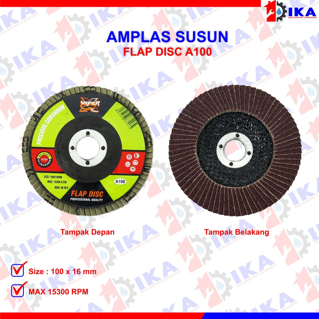 Amplas Susun 4&quot; / FLAP DISC 100x16mm Gerinda Amplas Susun 4inch Amplas Susun 4&quot; / FLAP DISC 100x16mm Grid 40-400 Mata Batu Gerinda atau Grinda Kertas Amplas Susun Bulat