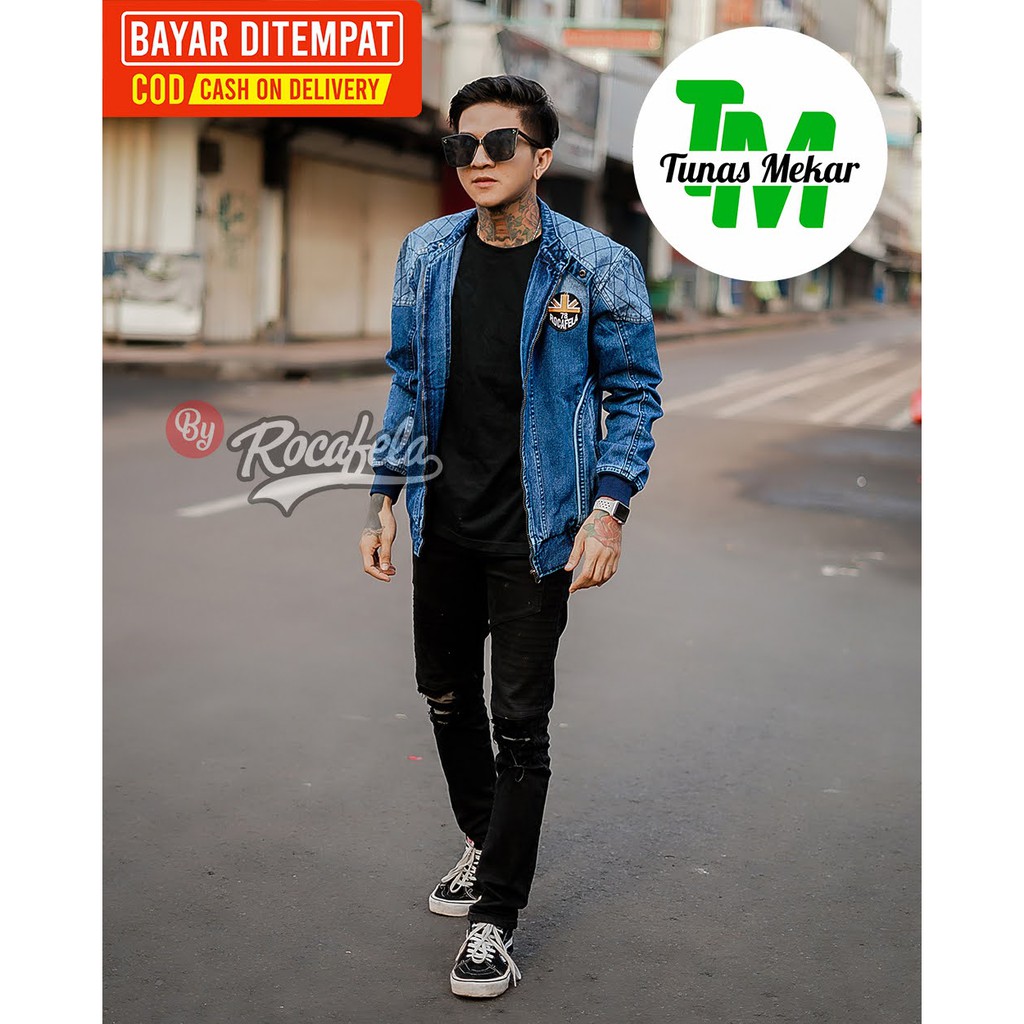 Jaket Jeans Quilting Rocafela The News 100% Original ~ Jaket Jeans Pria