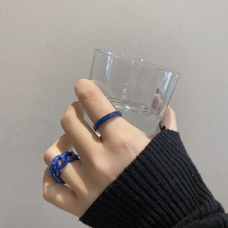 2pcs / Set Cincin Model Twist Bahan Resin Gaya Retro Korea Untuk Hadiah